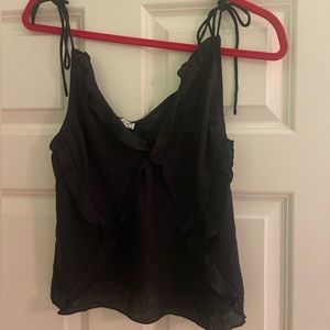 Free people intimately black ruffle tie straps tank top